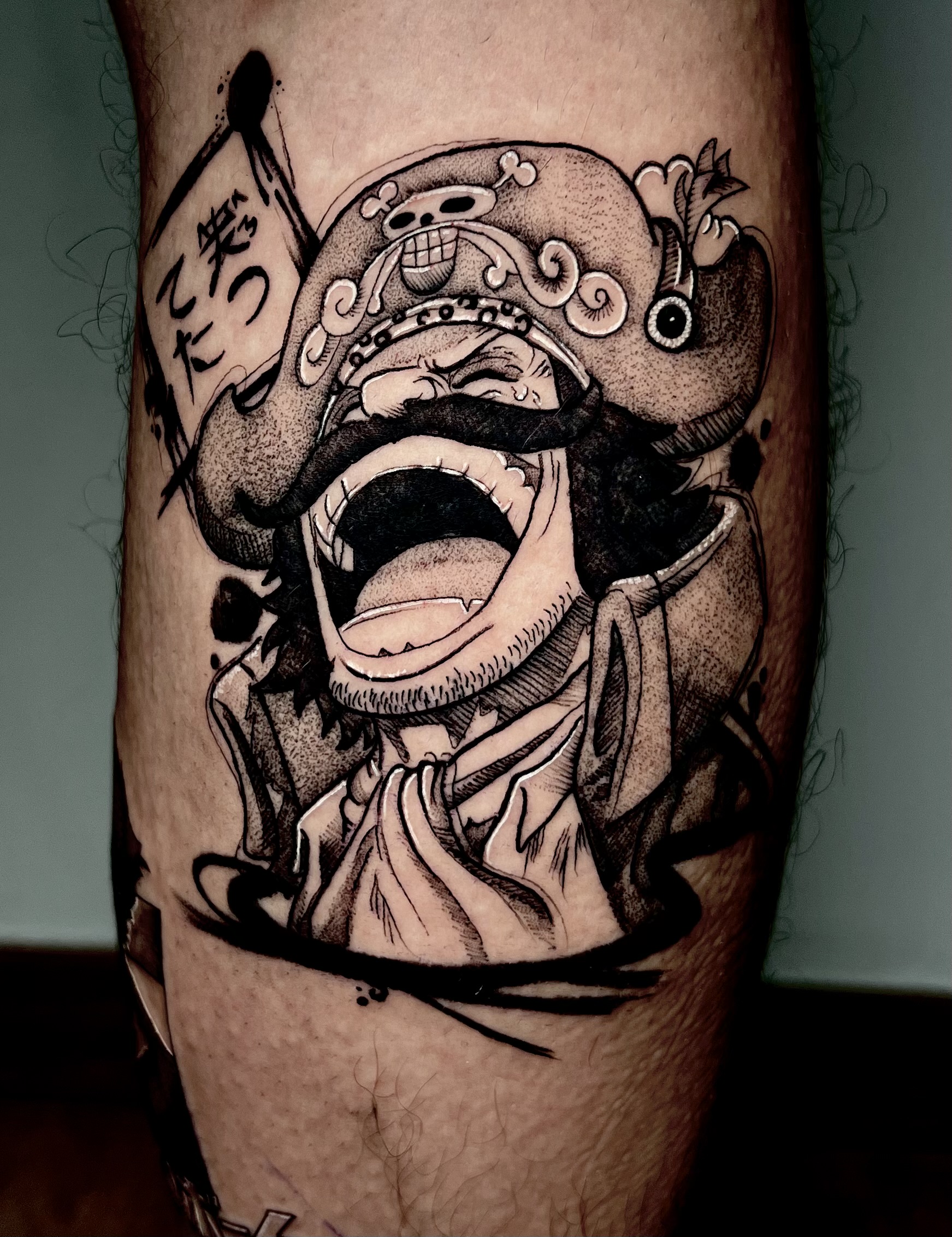 Tattoo blackwork manga Roger